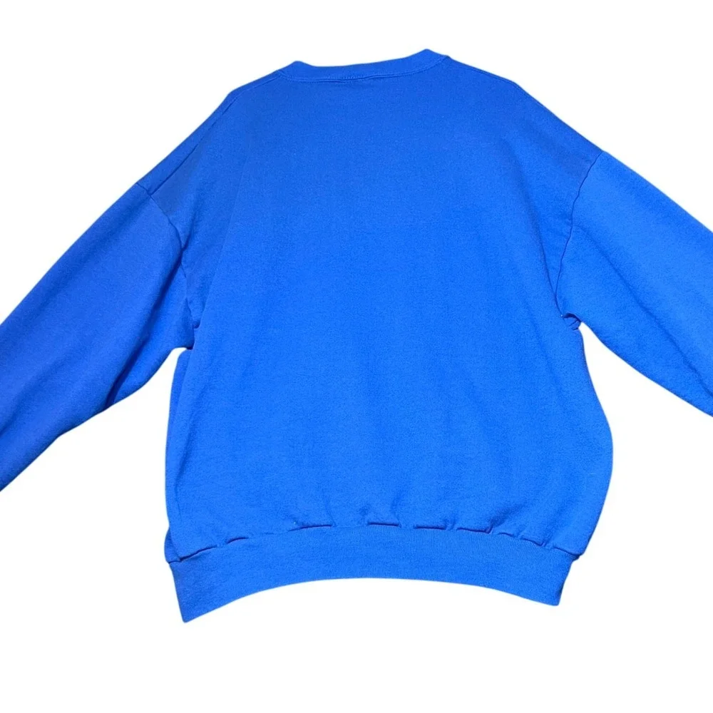 Vintage Holiday Embroidered Birdhouse Sweatshirt Womens XXL Blue Christmas Cozy - Picture 3 of 10